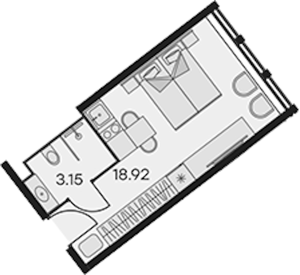 Квартира студия 22.07 м², 3/15 эт., Апарт-отель «Апарт-отель 25-7 Заневский»